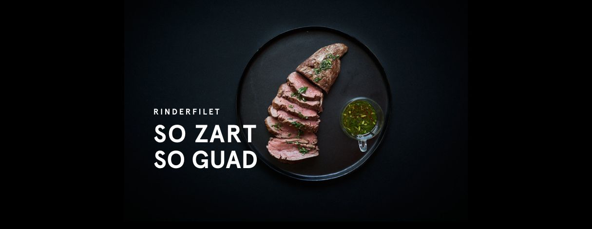 So zart so gut - Rinderfilet auf schwarzem Teller