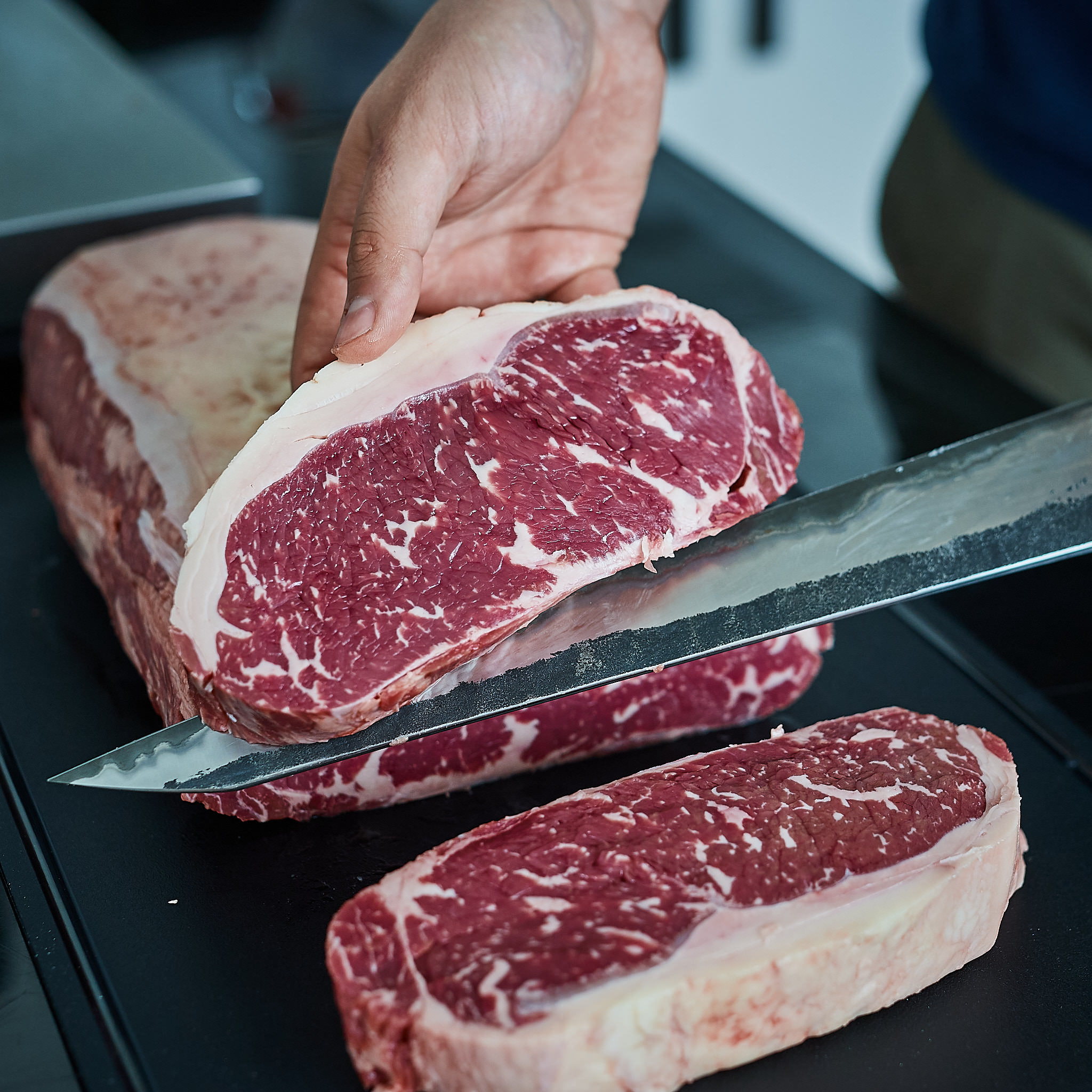 Rumpsteak geschnitten aus dem Beiried