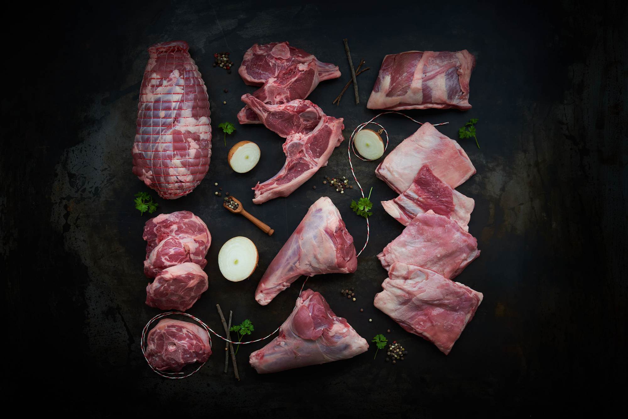 Fitmeat Genussbox vom Lamm Lamm Genussbox in der Uebersicht mit enthaltenen Cuts